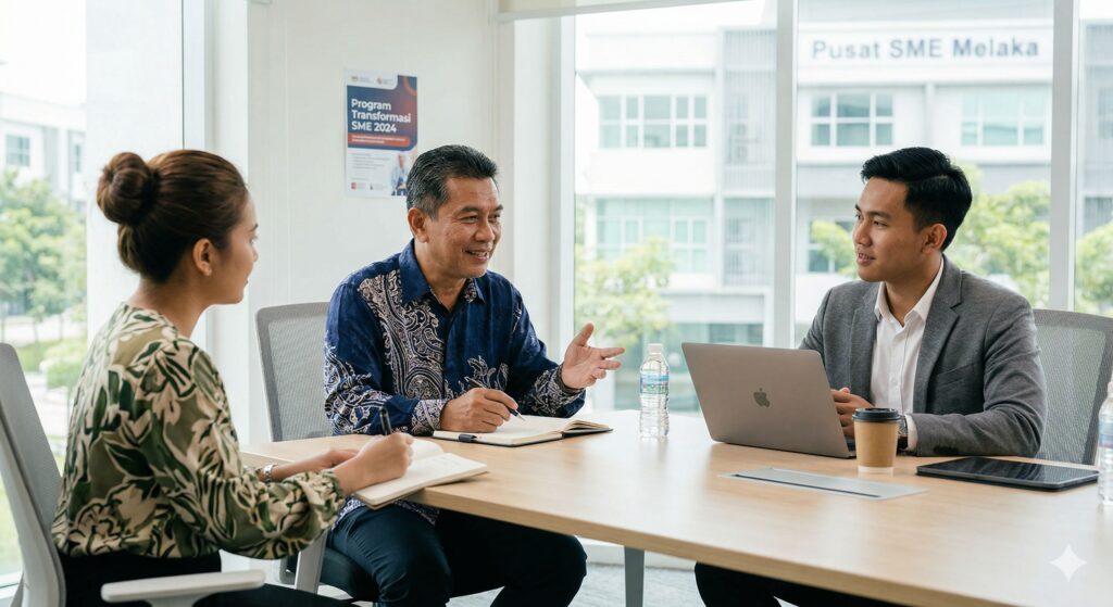 meeting dengan client buat website untuk SME bisnes